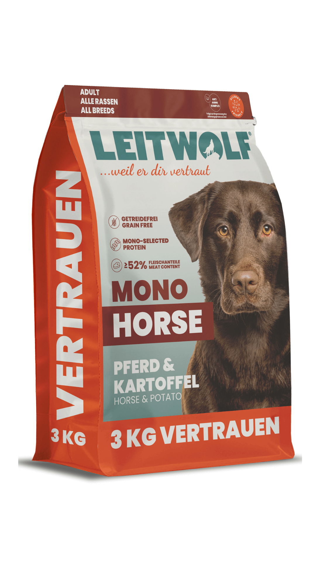 Leitwolf begrūdis maistas šunims su arkliena