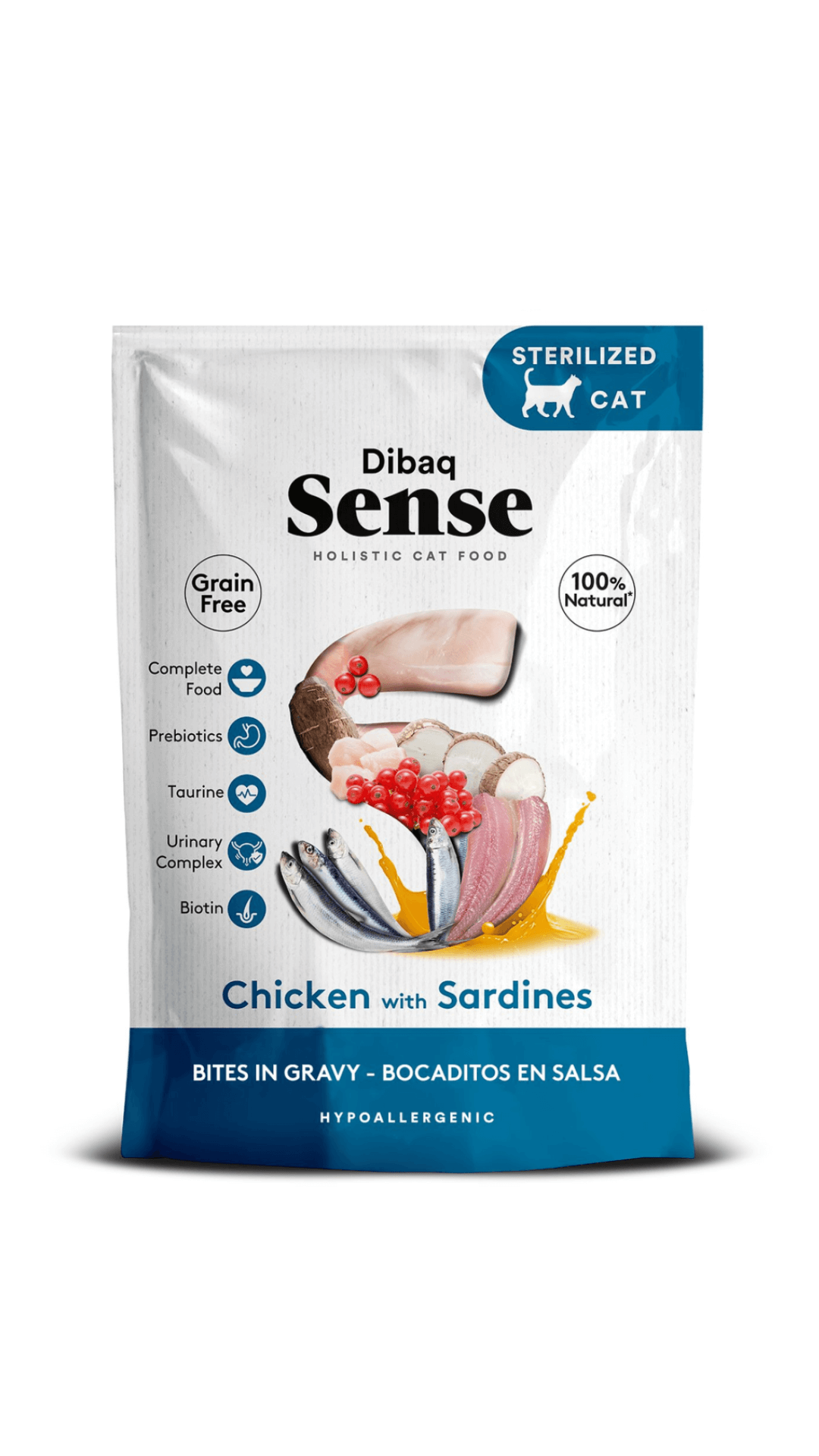 Dibaq Sense maistas katėms padaže su vištiena su sardinėmis
