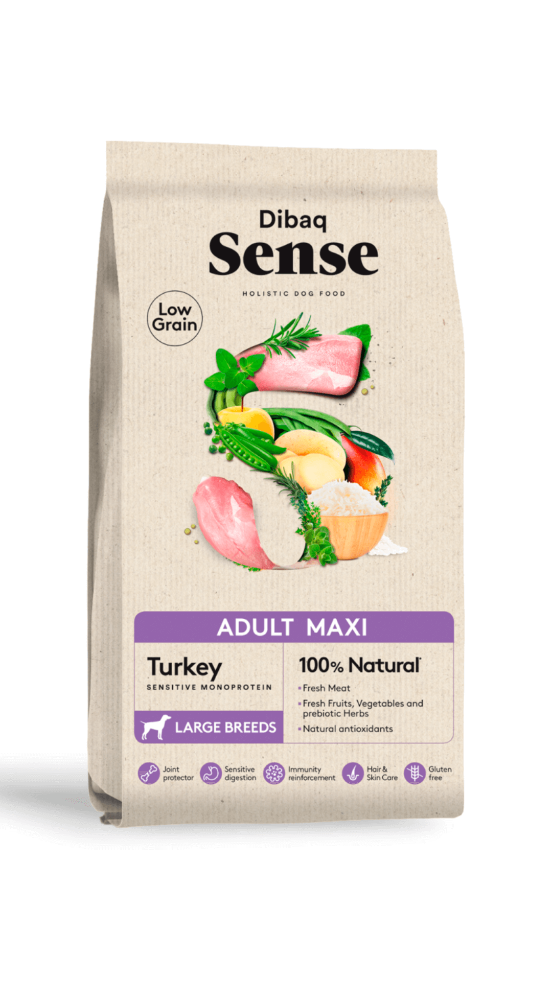 Dibaq Sense MAXI maistas šunims su kalakutiena ir ryžiais