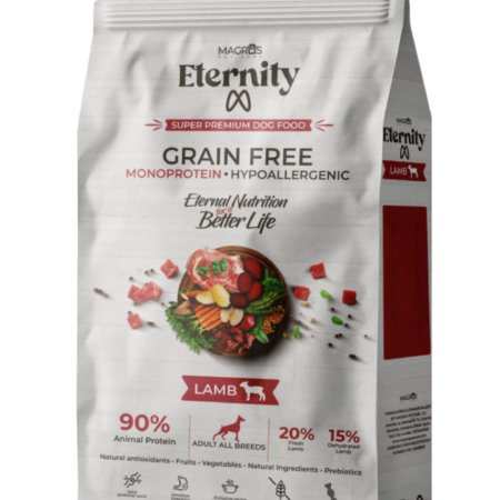 Magros Eternity begrūdis maistas šunims su aviena
