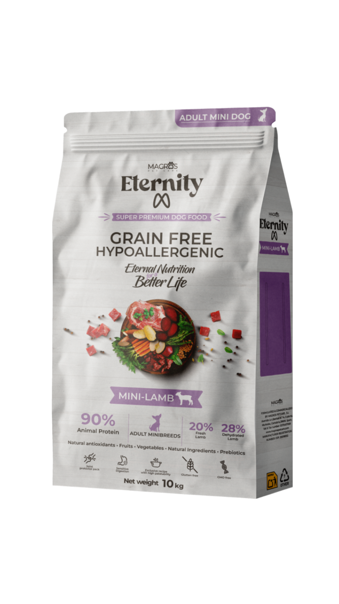 Magros Eternity begrūdis maistas šunims su aviena (mini granulės)