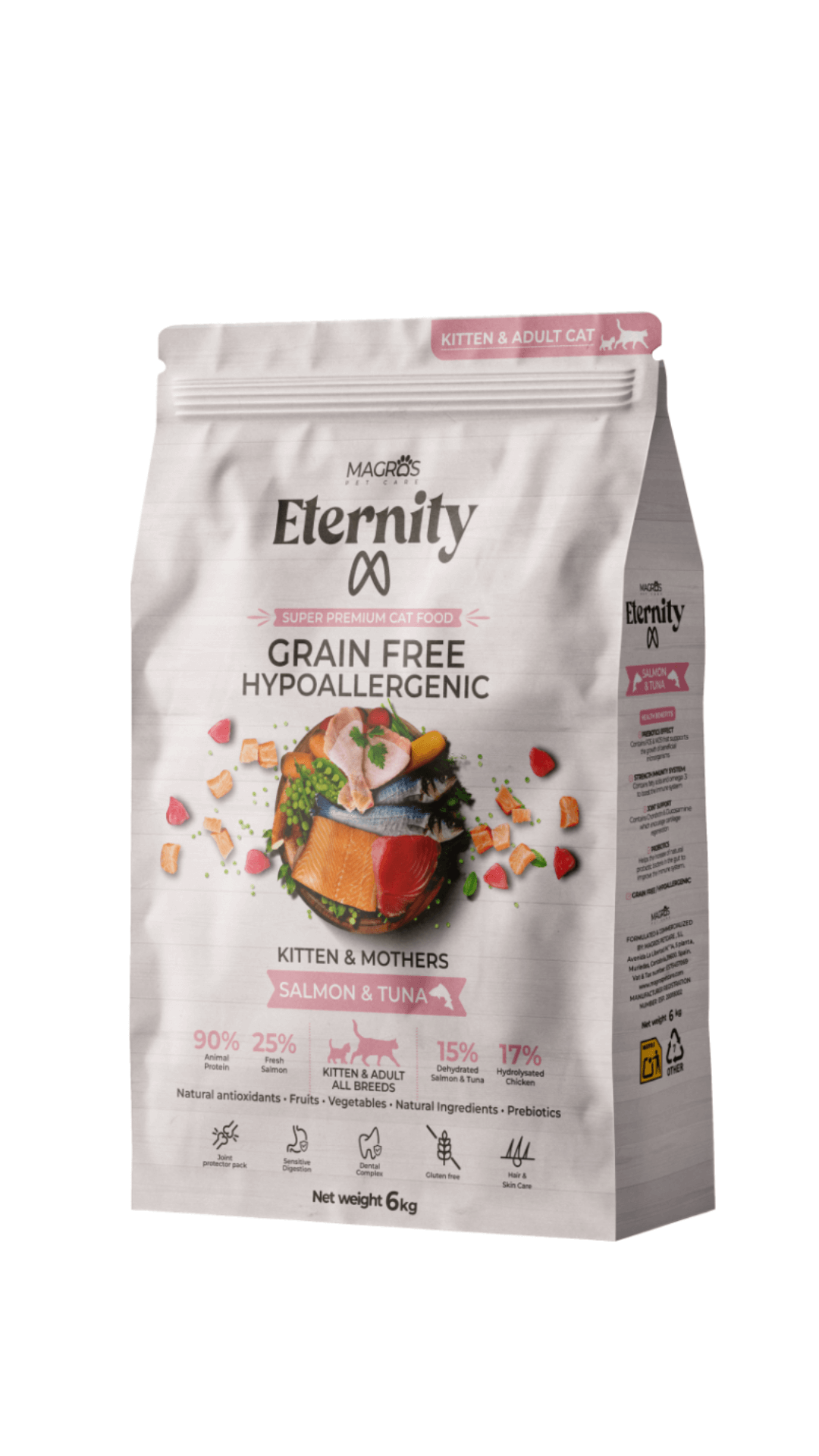 NAUJIENA! Magros Eternity begrūdis maistas kačiukams ir žindančioms katėms su lašiša ir tunu