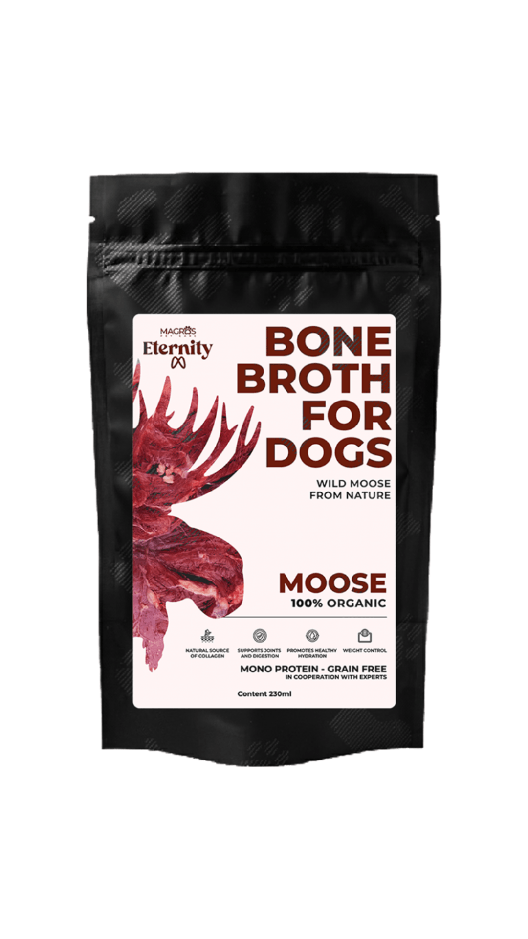 NAUJIENA! Magros Eternity begrūdis ekologiškas briedžio kaulų sultinys šunims