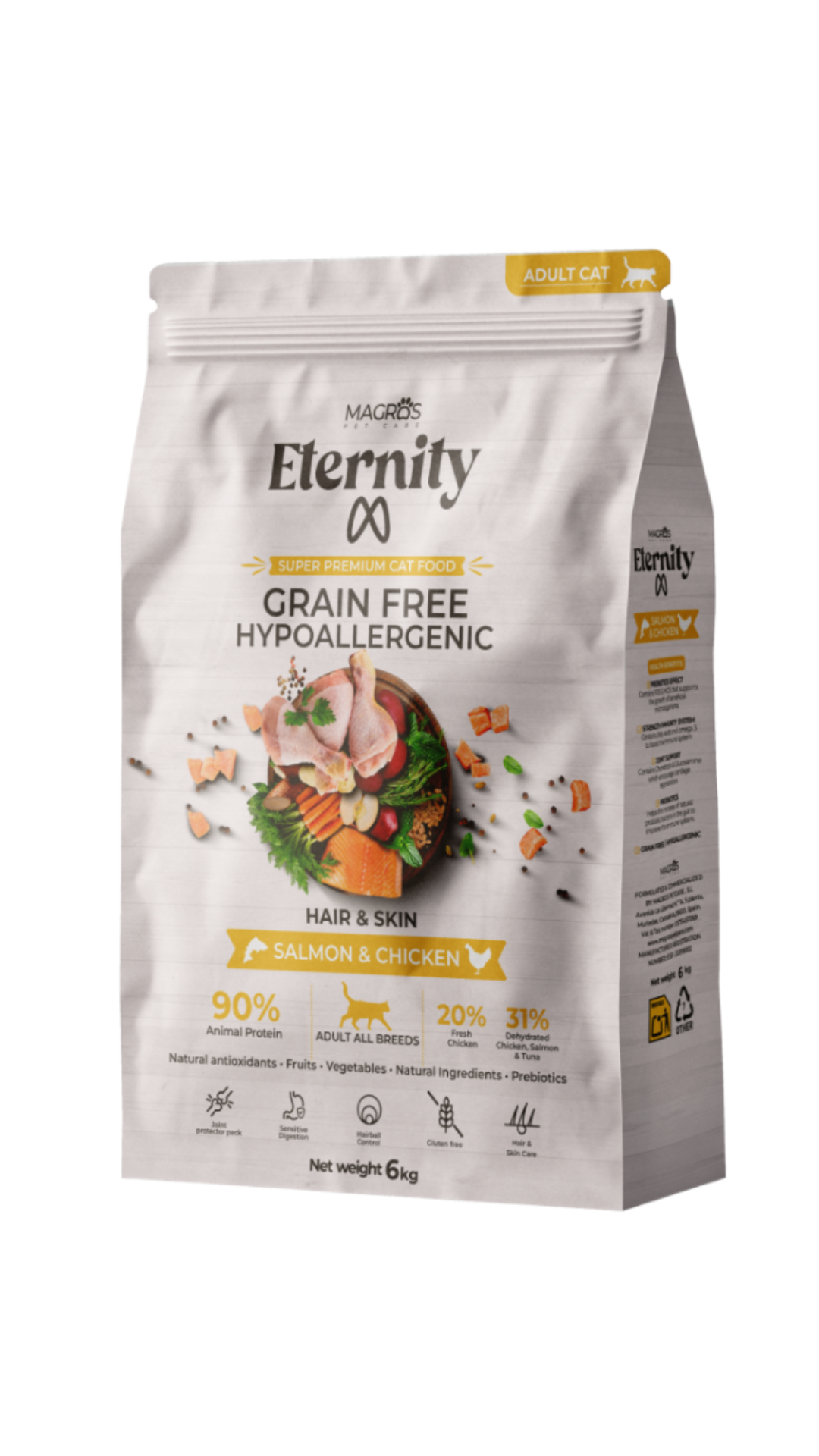NAUJIENA! Magros Eternity begrūdis maistas katėms su lašiša ir vištiena
